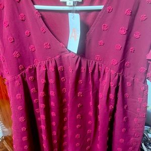 Entro Dress, Size Small, New with Tag Color: Burgundy/Wine/ Short Sleeved